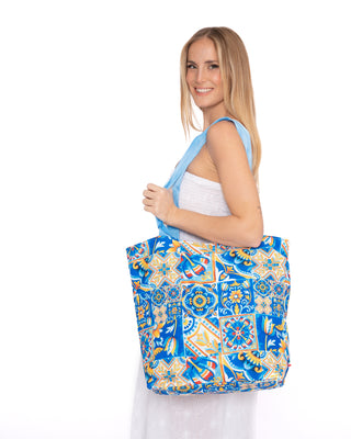 Borsa Grande in Canvas  Capri Blu