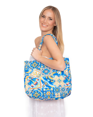 Starre Canvas-Tasche Capriblau