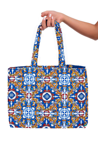 Borsa Rigida In Canvas Maiolica Ischite