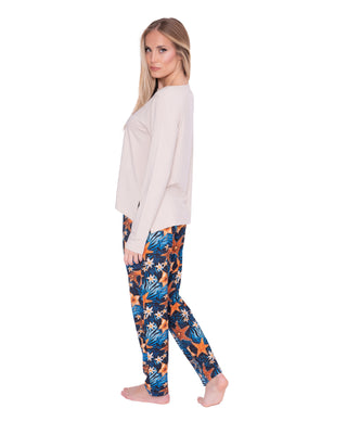 Pyjama mit Elfenbein-/Portofino-Muster und Hose