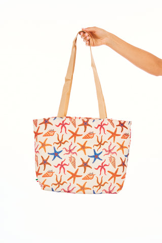 Medium Bag in White Stars Gioie Canvas