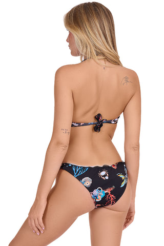 Fru' Fru' Bandeau-Bikini mit kurzen Schleifen, Madeira-Muster