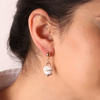White Capri Bell Pendant Earrings
